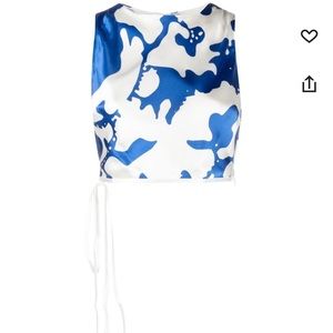 SIR the label Blue and White Abstract Crop Top